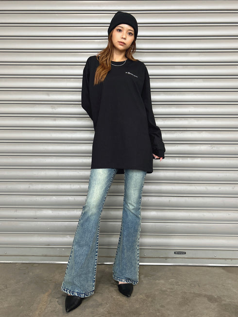 ラインストーンロゴユニセックスロンT